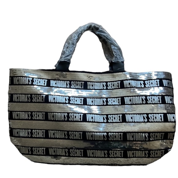 NWT Victorias Secret Glitter Tote with matching travel pouch $80 - Picture 1 of 10